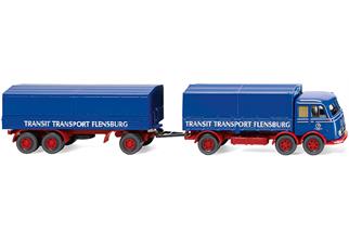 Wiking H0 MB LP 333 Pritschenhängerzug, Transit Transport