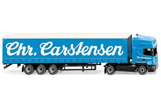 Wiking H0 Scania R420 Topline Gardinenplanensattelzug Sped. Chr. Carstensen