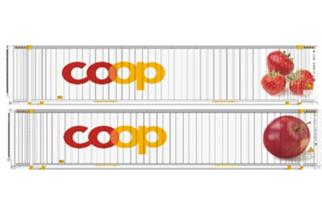 Aare Valley Models H0 45` Container-Set Coop, Apfel/Erdbeeren, 2-tlg.
