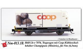 AB-Modell Nm RhB Tragwagen Lb-v 7876 mit COOP-Wechselbehälter Champignon