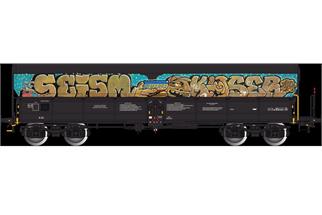 Albert Modell H0 CFR Schüttgutwagen Fals, schwarz mit Graffiti, Ep. VI