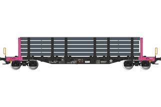 Albert Modell H0 Ermewa Rungenwagen Smnps, schwarz/pink, mit Ladung, Ep. VI