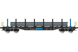Albert Modell H0 ERR Rungenwagen Smnps, schwarz/blau, mit Ladung, Ep. VI
