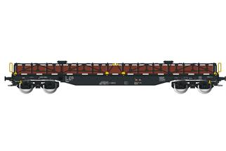 Albert Modell H0 On Rail Flachwagen Smnps, schwarz, mit Ladung, Ep. VI