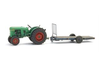 Artitec H0 Deutz D30 Obstgartentraktor mit Anhänger