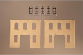 Auhagen H0 Wände 2391A gelb und Industriefenster L