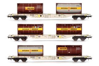 B-Models H0 AAE Containertragwagen-Set 2, Bertschi, Ep.VI, 3-tlg. (Limitierte Sonderserie)
