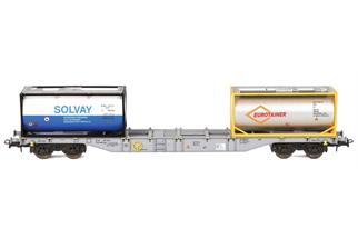 B-Models H0 AAE Containertragwagen Sgns, Solvay/Eurotainer