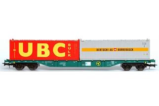 B-Models H0 B-IFB Containertragwagen Sgns, 2x 30'-Bulk Container UBC/Bertschi