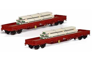 B-Models H0 CFL Niederbordwagen-Set A Res, mit Beladung, 2-tlg.