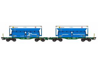 B-Models H0 DB AG/voestalpine Innofreight RockTainer ORE, blau BecauseWeCare.at, 2-tlg.