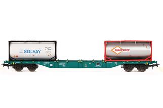 B-Models H0 TRWBE Containertragwagen Sgns, Solvay/Eurotainer