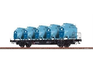 Brawa H0 (AC) DB Behältertragwagen BTmms 58, Efkr 401 - Knorr, Ep. III