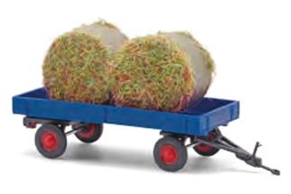 Busch H0 Anhänger Gummiwagen, mit Heuballen