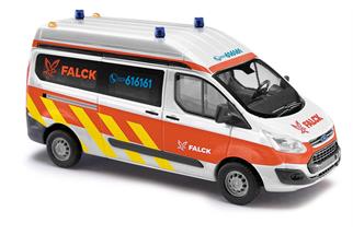 Busch H0 Ford Transit Custom Bus Hochdach, Rettungdienst Falck