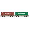 ESU H0 AAE Containertragwagen-Set Sgmmns, Hyundai/Evergreen, 2-tlg.