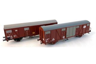 Exact-Train H0 DB/SBB gedecktes Güterwagen-Set Gbs, Ep. IV, 2-tlg.