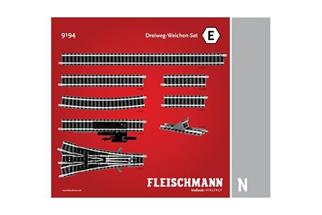 Fleischmann N Profi-Gleis Dreiweg-Weichen-Set E