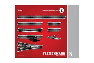 Fleischmann N Profi-Gleis Dreiweg-Weichen-Set E