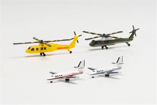 Herpa 1:500 Helicopter- und Bizjet-Set, 4-tlg.