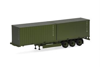 Herpa H0 Containerauflieger mit 2x20'-Container, Bundeswehr
