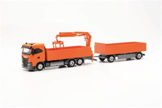 Herpa H0 Iveco S-Way ND Baustoff-Hängerzug, orange