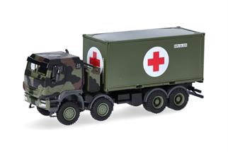 Herpa H0 Iveco Trakker 8x8 mit 20'-Container, Bundeswehr / Rotes Kreuz