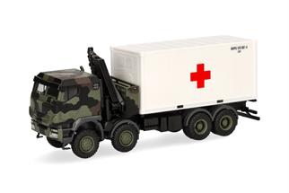 Herpa H0 Iveco Trakker 8x8 mit Ladekran und 20'-Container, Bundeswehr