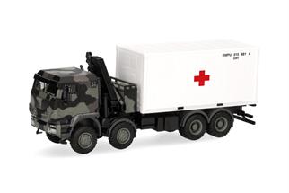 Herpa H0 Iveco Trakker 8x8 mit Ladekran und 20'-Container, Bundeswehr