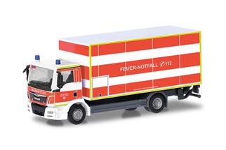 Herpa H0 MAN TGM Koffer-LKW mit Ladebordwand, Feuerwehr Düsseldorf