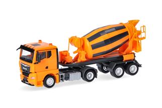 Herpa H0 MAN TGX GN Betonmischer-Sattelzug, kommunalorange