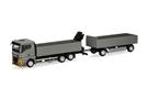 Herpa H0 MAN TGX GN Pritschen-Hängerzug mit Ladekran, grau/gelb