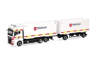 Herpa H0 MAN TGX GX Wechselkoffer-Hängerzug, Malteser / Bad Reichenhall