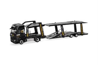 Herpa H0 MB Actros L 18 Gigaspace Autotransporter-Hängerzug, Raven Logistic