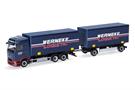 Herpa H0 MB Actros L ProCabin Wechsel-Gardinenplanen-Hängerzug, Werneke