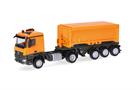 Herpa H0 MB Arocs Classicspace Abraumcontainer-Sattelzug, kommunalorange/anthrazit