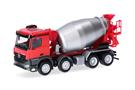 Herpa H0 MB Arocs M Betonmischer-LKW, rot/silber