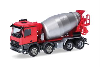 Herpa H0 MB Arocs M Betonmischer-LKW, rot/silber