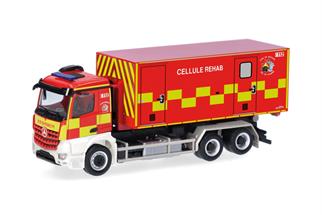 Herpa H0 MB Arocs M Wechsellader-LKW 3achs, Pompiers Cellule Rehab