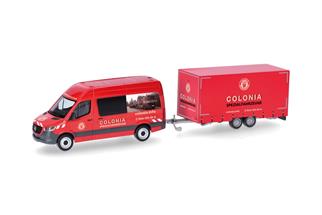 Herpa H0 MB Sprinter '18 Halbbus Hochdach mit Tandemanhänger, Colonia