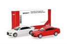 Herpa H0 MiniKit: Audi A4 Limousine, weiss und rot (Inhalt: je 1 Stk.)