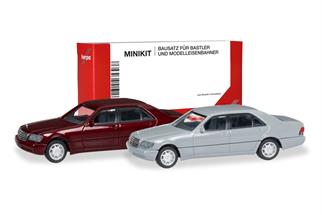 Herpa H0 MiniKit: MB S-Klasse W140, dunkelrot und grau (Inhalt: je 1 Stk.)