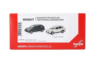 Herpa H0 MiniKit: Porsche Cayenne Turbo, racing green/sandweiss (Inhalt: je 1 Stk.)