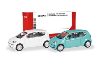 Herpa H0 MiniKit: VW Up! 3-türig, branco cristal und ice mint (Inhalt: je 1 Stk.)