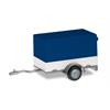 Herpa H0 PKW Planenanhänger 1achs, blau/weiss