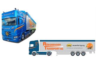 Herpa H0 Scania CR20 HD Schubbodensattelzug, Rüegsegger (Sonderserie CH)