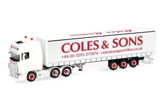 Herpa H0 Scania CS20 HD Gardinenplanen-Sattelzug, Coles & Sons