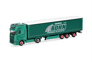 Herpa H0 Scania CS20 HD Gardinenplanen-Sattelzug, Spedition Bohn