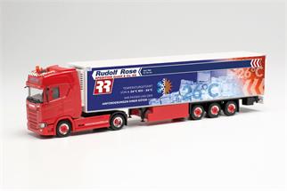 Herpa H0 Scania CS20 HD Kühlkoffer-Sattelzug, Spedition Rose/Trucker Babe Manu