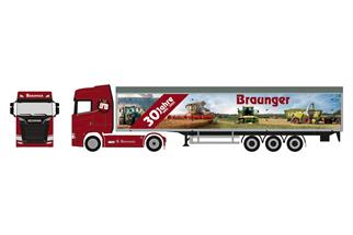 Herpa H0 Scania CS20 HD Schubboden-Sattelzug, 30 Jahre Braunger